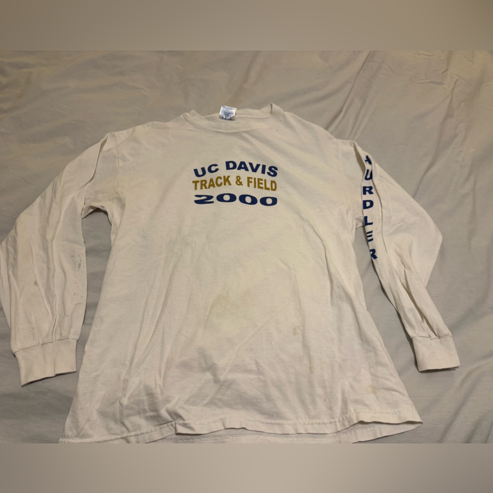 UC Davis Track & Field 2000 Long Sleeve Tee - Hurdler Blue & Gold